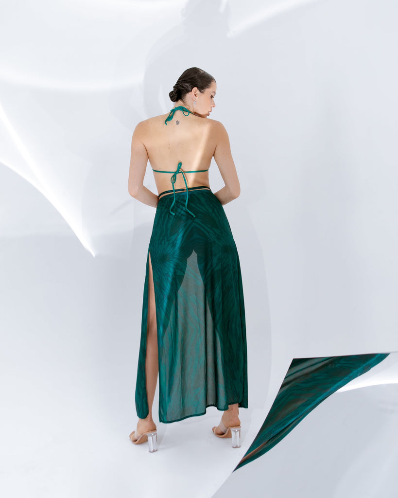 Indulge in elegance and versatility with the MINDFUL SKIRT, a maxi skirt cover-up that adds a touch